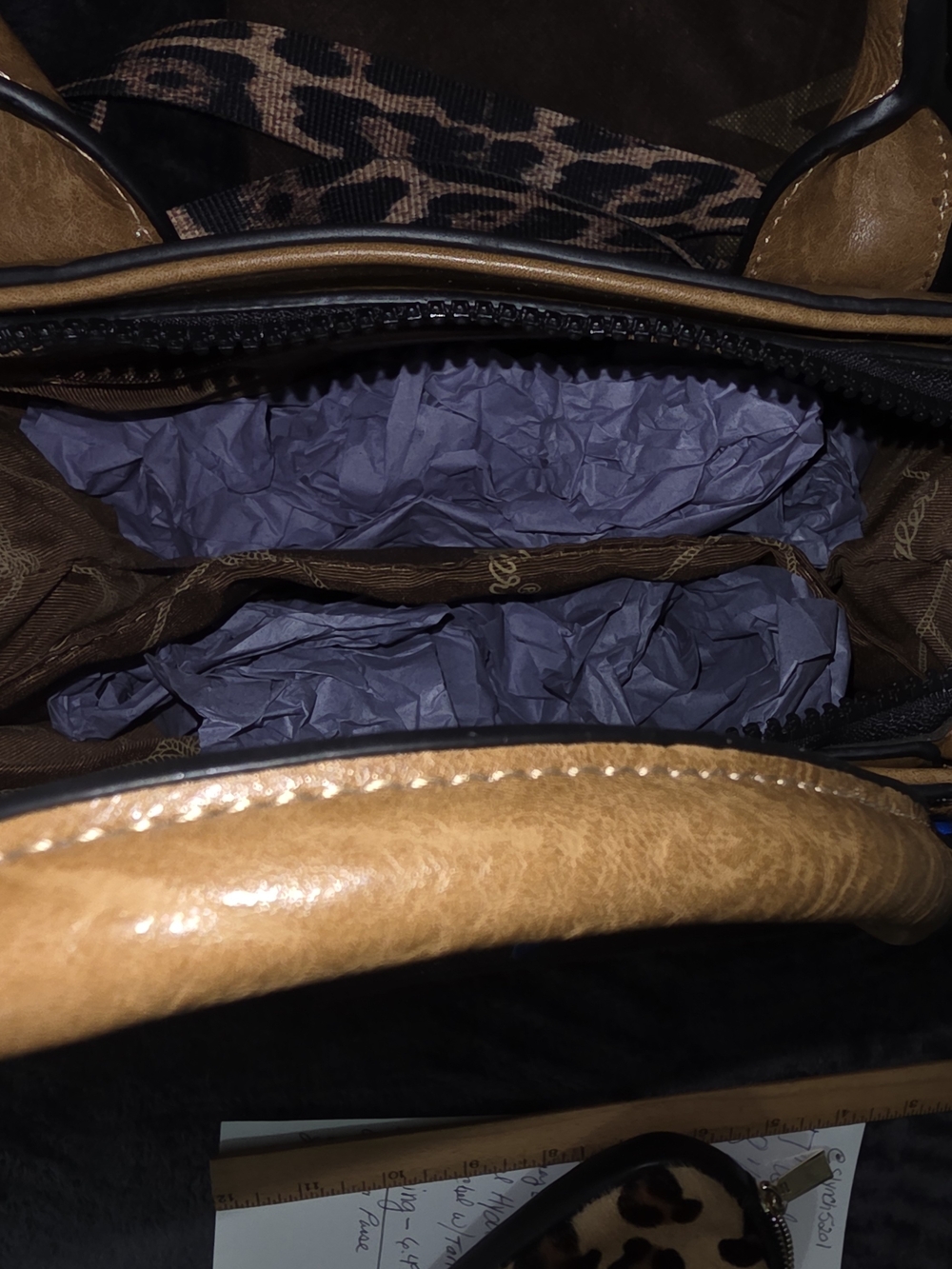 Wrangler Leopard Print Satchel in Brown and Black - Picture 3 of 5